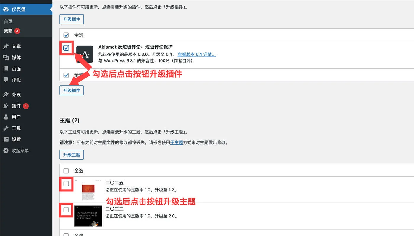 更新主题和插件版本