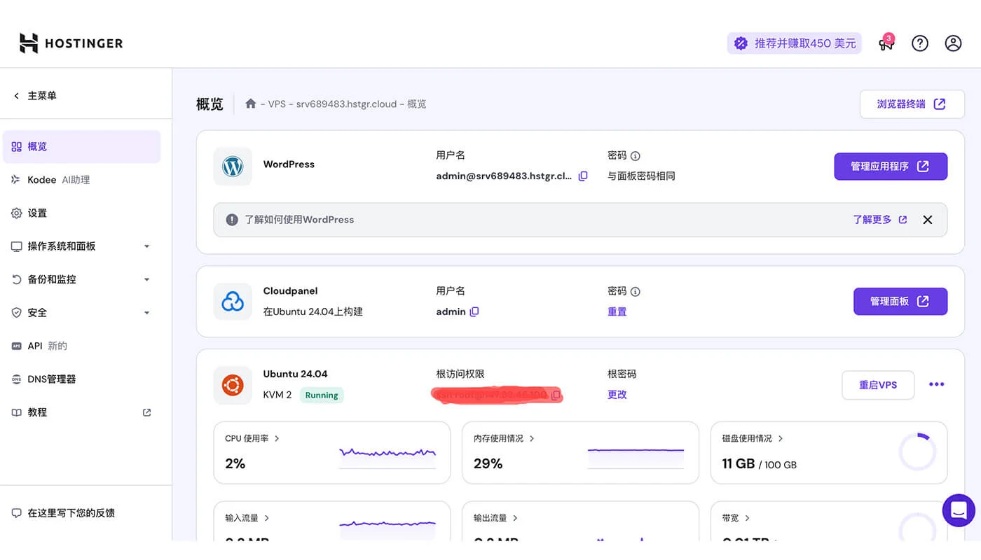 VPS 管理界面