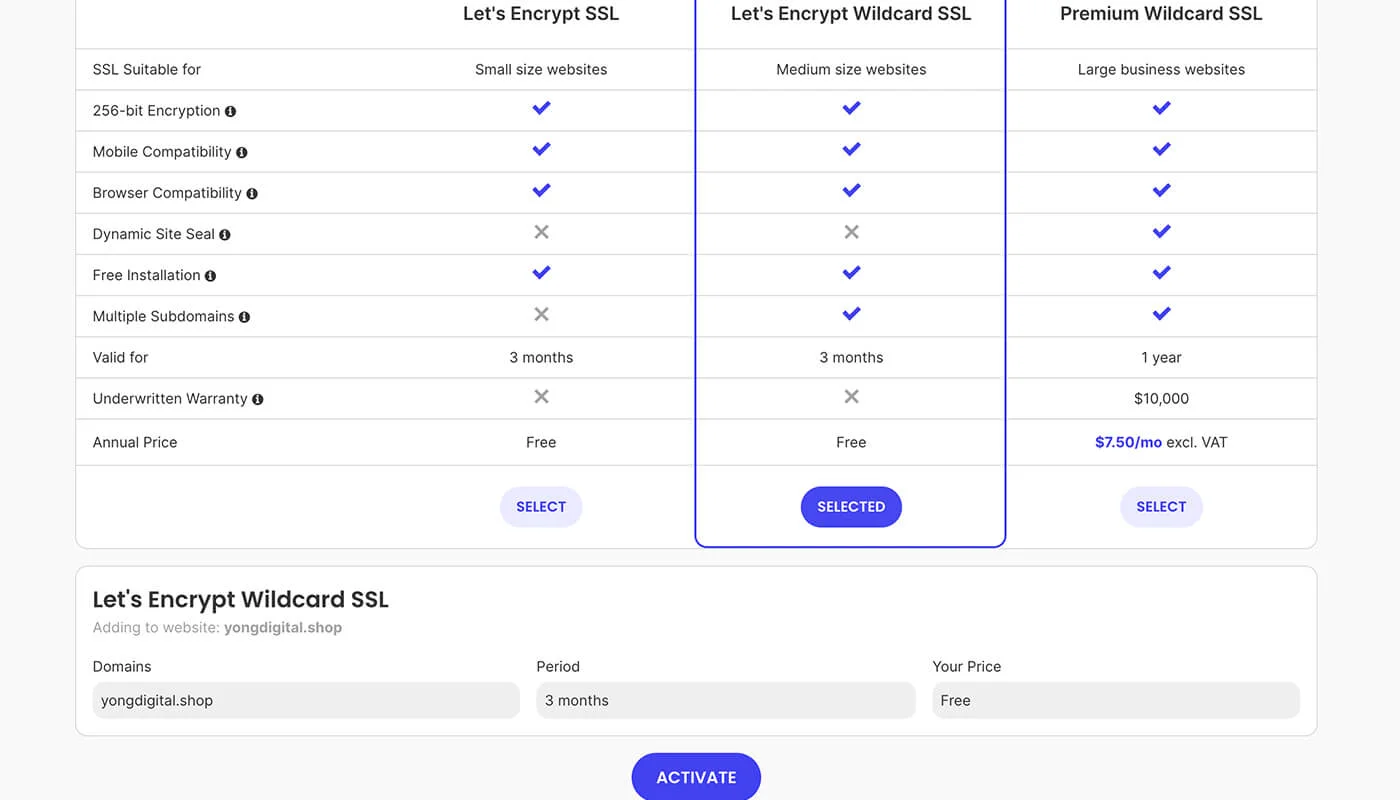 免费的 SSL 证书设置一