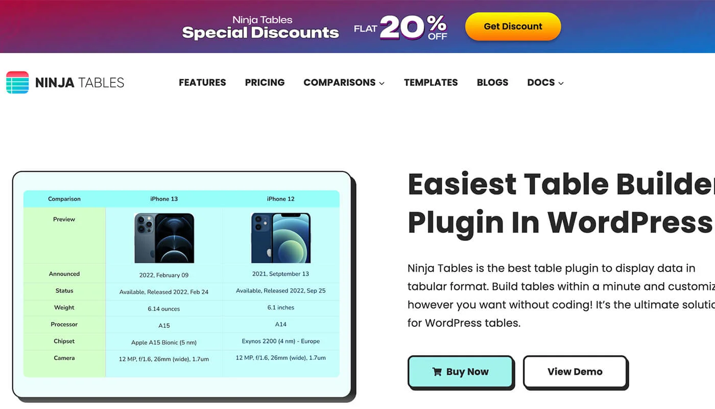 Ninja Tables 表格插件​