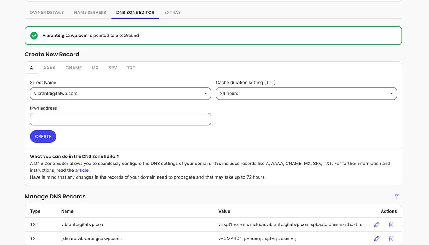 SiteGround 配置已有域名