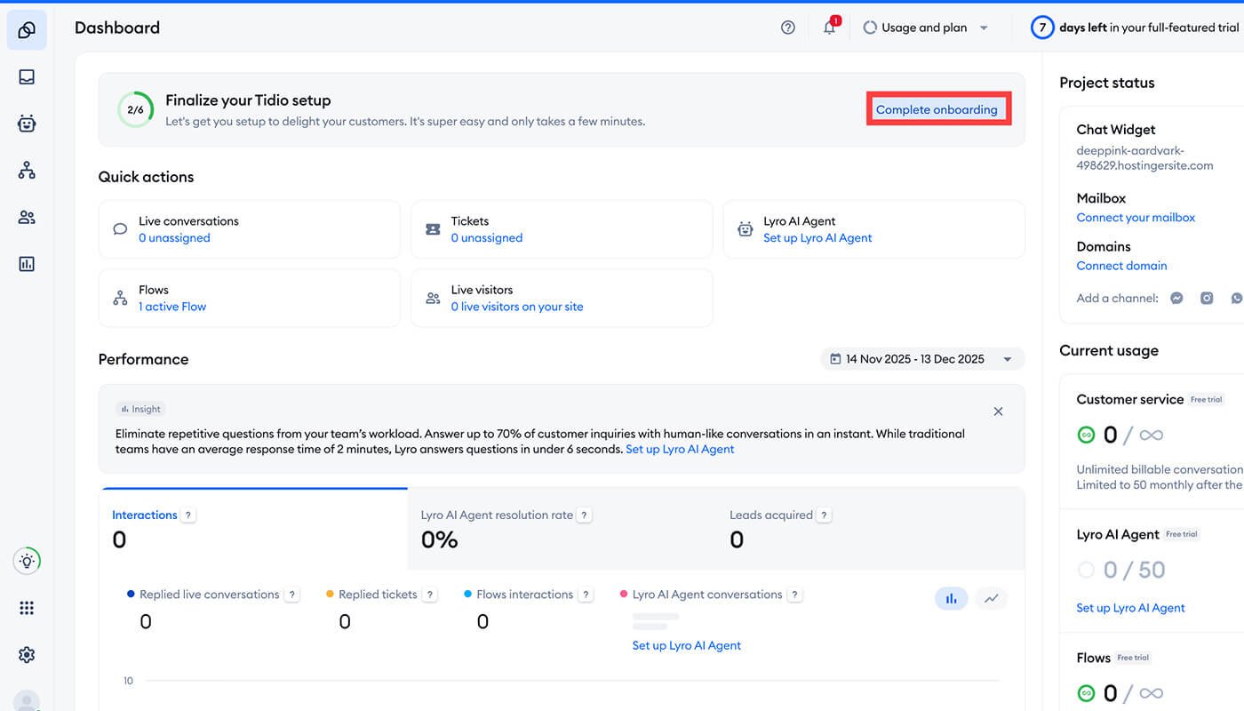Tidio 新账号注册向导二