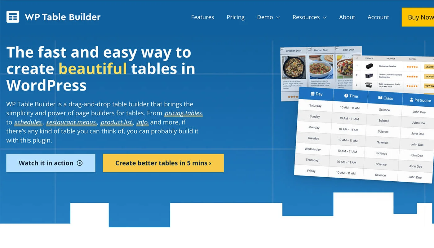 WPTableBuilder 表格插件