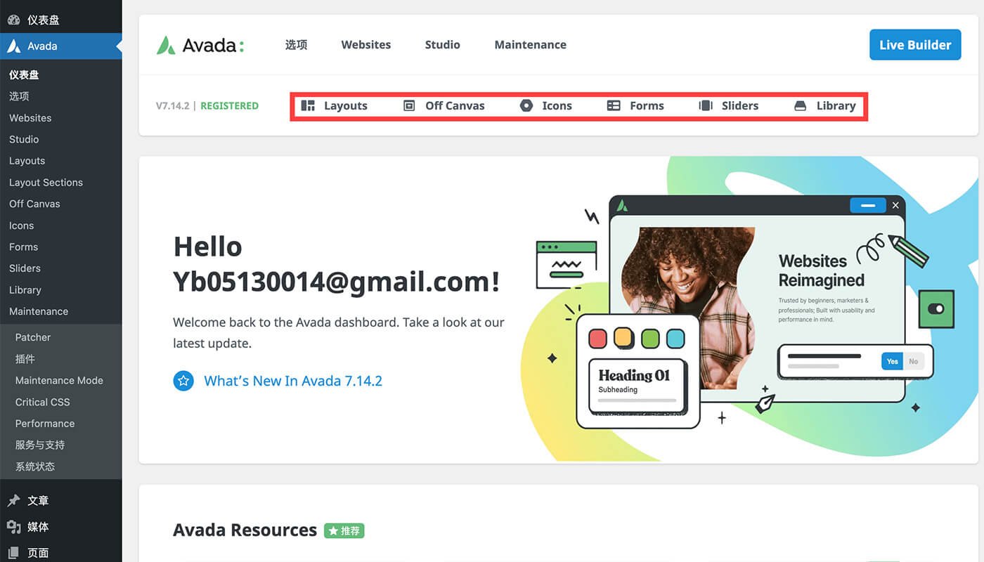 Avada 仪表盘概览二